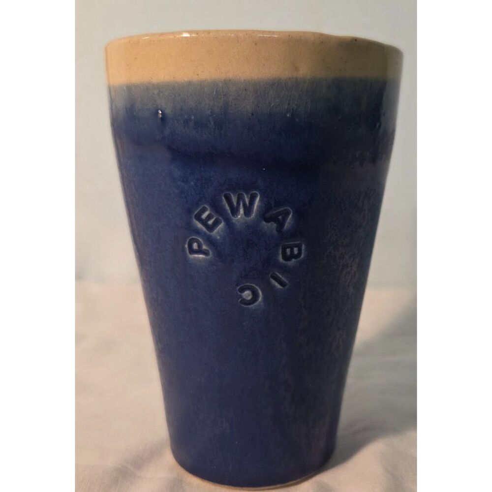 Pewabic Pottery Blue Stoneware Tumbler Vase Handmade Detroit MI